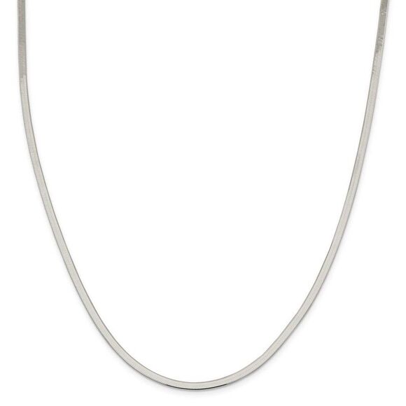3mm, Sterling Silver Solid Herringbone Chain Necklace, 20 Inch - Picture 3 of 8